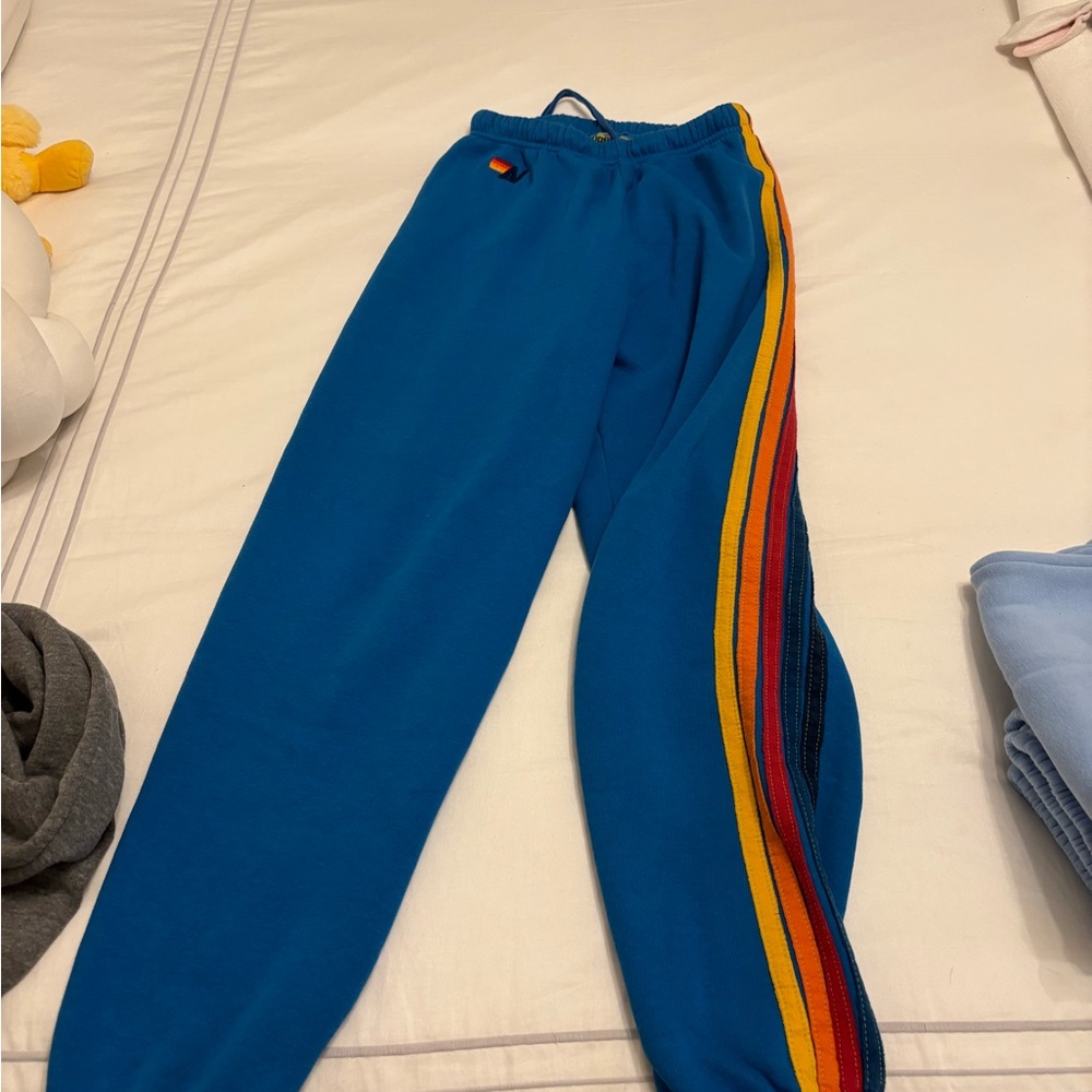 Aviator Nation Blue Pants with Multicolor Stripe